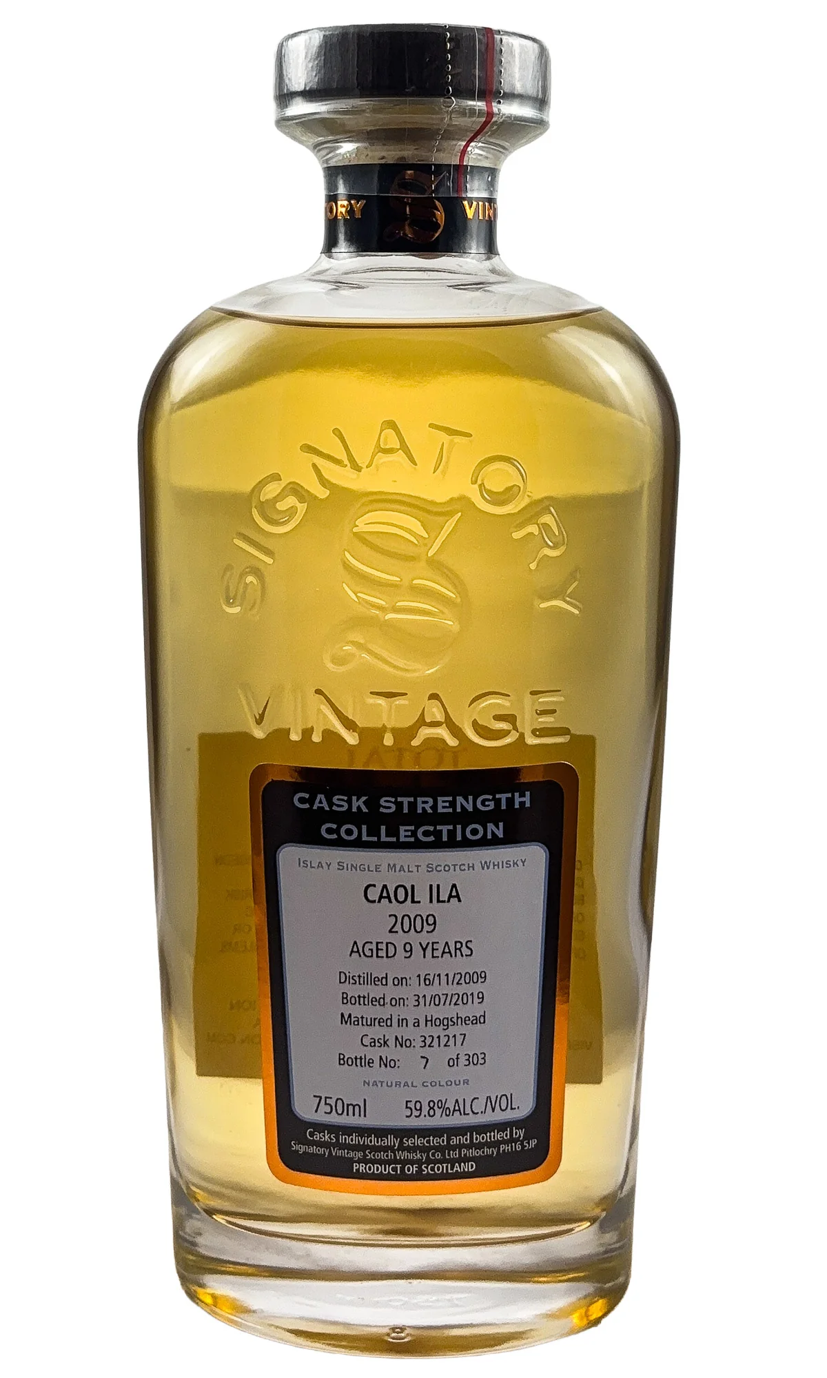 Caol Ila (Signatory Vintage), Islay Single Malt Scotch Whisky 9 Year Old Cask Strength, 2009