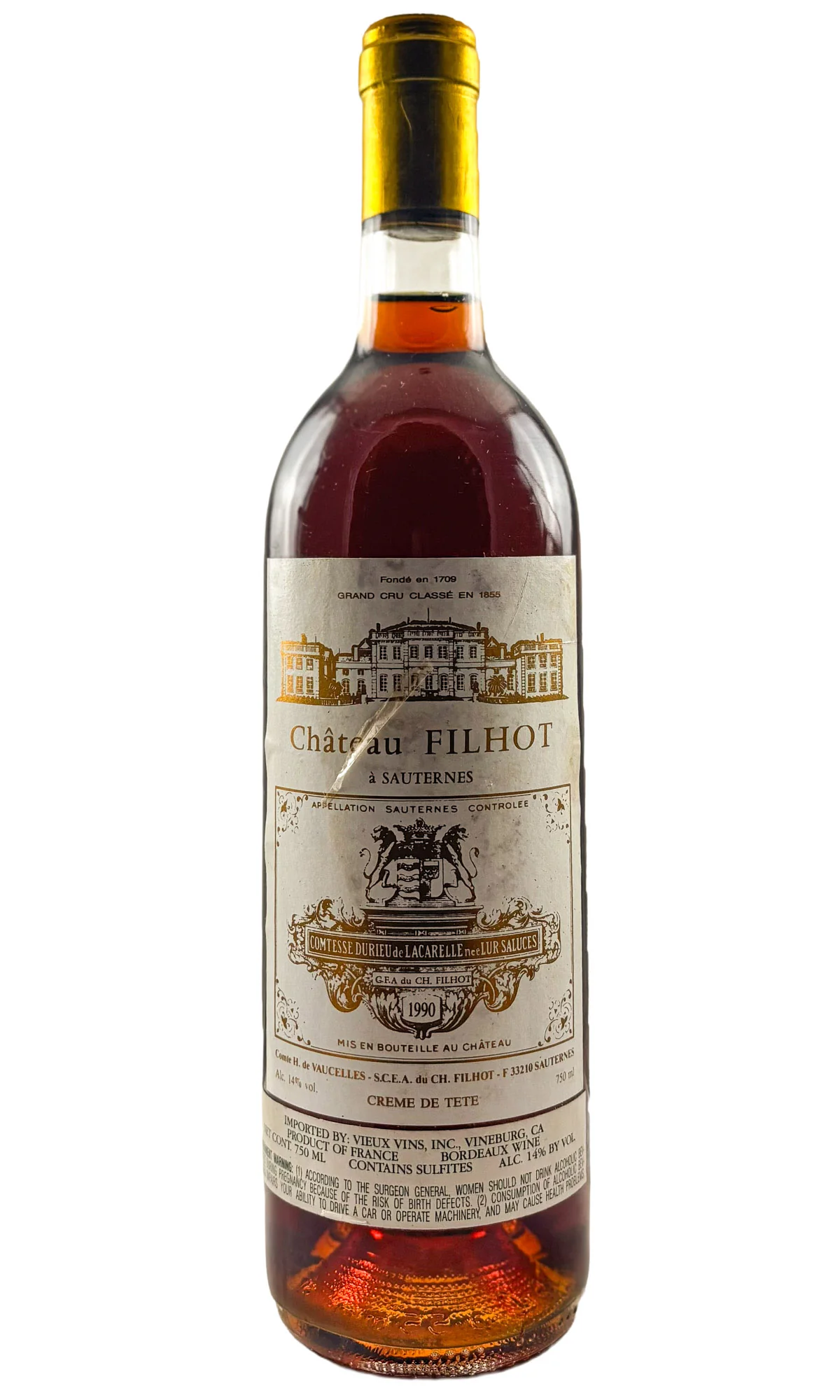 Chateau Filhot, Sauternes Creme de Tete, 1990