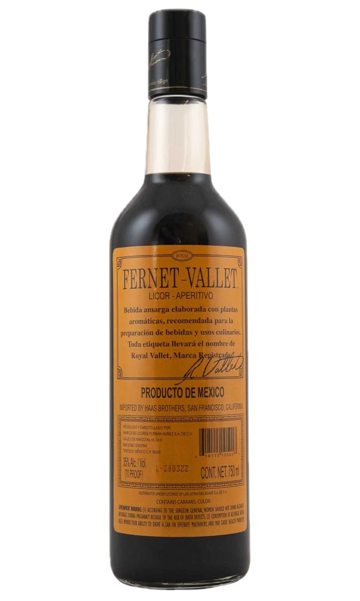 Fernet-Vallet, Aperitivo Liqueur, NV